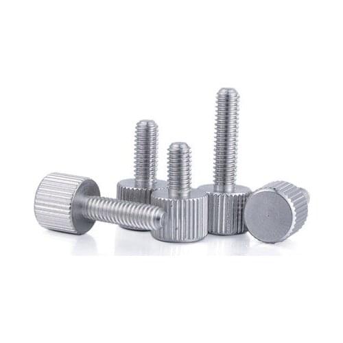 10pcs M4 flat head screws hand screw round knurled bolta stainless steel bolt top diameter 8mm thickness 6mm 5mm-12mm long