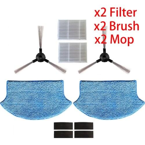 2* side brush + 2* filter + 2*mop kit for Midea VCR15 VCR16 robot vacuum cleaner parts