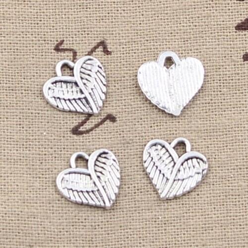 30pcs Charms Heart Wings 13x13mm Antique Tibetan Silver Color Pendant Findings Accessories DIY Vintage Choker Handmade Jewelry