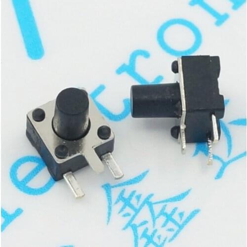 300pcs micro Switch 4.5*4.5*6H/7mm 3pin side tripod Tact Switch button switch side legs Horizontal no lock