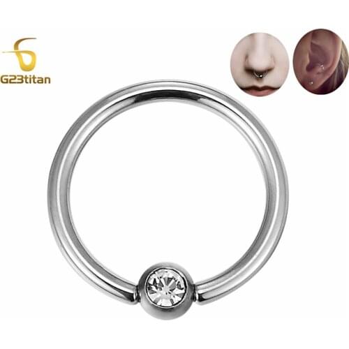 G23titan 100% G23 Titanium BCRs with 3mm crystal ball ring for Ear Tragus Eyebrow Lip Navel Nipple Septum Piercing