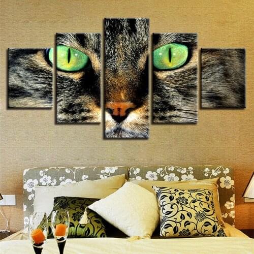 Diy 5D Diamond Painting Cats Green Eyes Full Square Round Drill Diamond Embroidery 5 piece Mosaic Needlework Home Decor AA1689