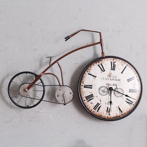 American Retro Bedroom Wall Clock Creative Personality Bicycle Decorative Clock Crafts Hanging Mural Decorations Ornaments