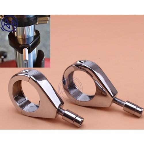 Free Shipping 2pcs Chrome Aluminum Motorcycle Turn Signal Mount Bracket 41mm Fork Relocation Clamps For Harley