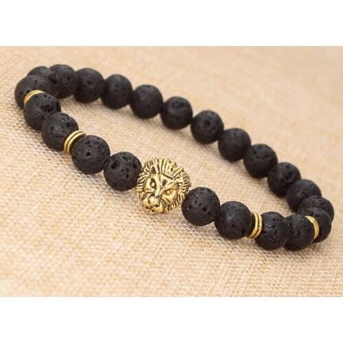Free shipping AgateBeads jewelry fashion lava lapilli lion a bracelet wholesale