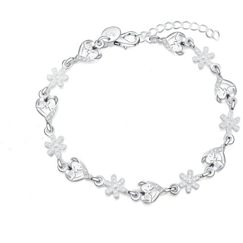 925 Sterling Silver Fashion Personality Simple Lucky Snowflake Love Diamond Bracelet Couple Party Gift High Quality Jewelry