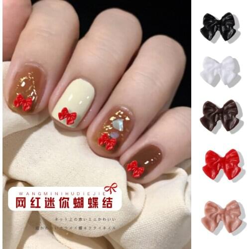 Nail Art Manicure Butterfly Manicure Jewelry Black White Resin Retro Red Coffee Mini Bridal Bow