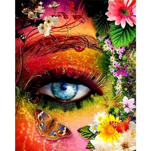 GATYZTORY 60x75cm Frame DIY Painting By Numbers Flower Eyes Figure Paint By Numbers Acrylic Painting On Canvas Home Decor Gift