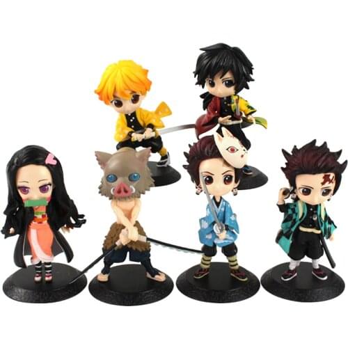 14cm Q Posket Demon Slayer Figures Tanjirou Kamado Nezuko Zenitsu Agatsuma Inosuke Hashibira Tomioka Giyuu Anime Model Toys