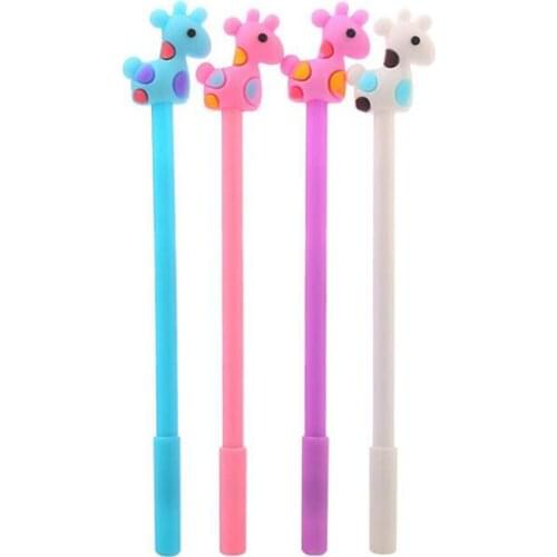2pc Cute Horse Deer Gel Pen Office School Supplies Black Ink Signature Pen Kawaii Deer Silicone Head Pen Korean Stationery 0.5mm