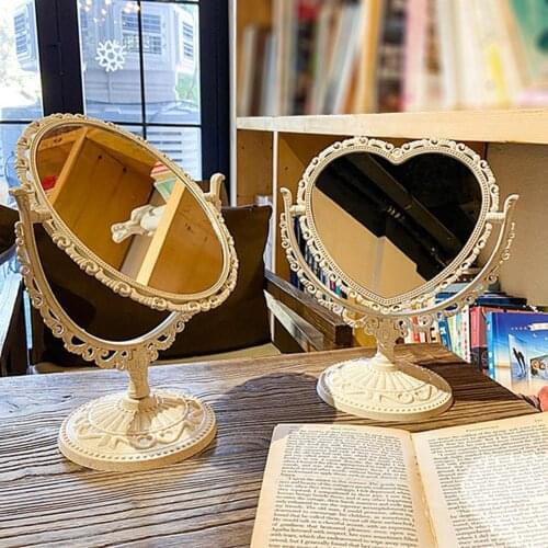 Cosmetic Mirror Functional Durable Desk Type Vintage European Style Makeup Mirror for Makeup Pocket Compact Mirrors