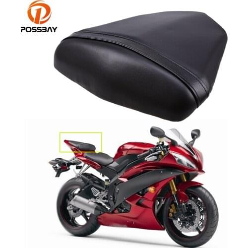 POSSBAY Leather Motorcycle Rear Seat Pillion Cover Scooter Passengers Cushion Seat for Yamaha YZF R6 2006-2007 Scooter Seat Pad
