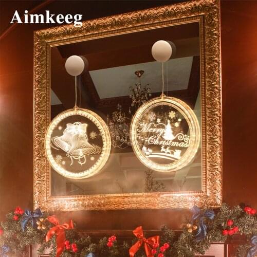 Led 3D Christmas Decoration Hanging Lamp Holiday Lighting for Indoor Home Livingroom Christmas Tree Decor Fairy Wall Light