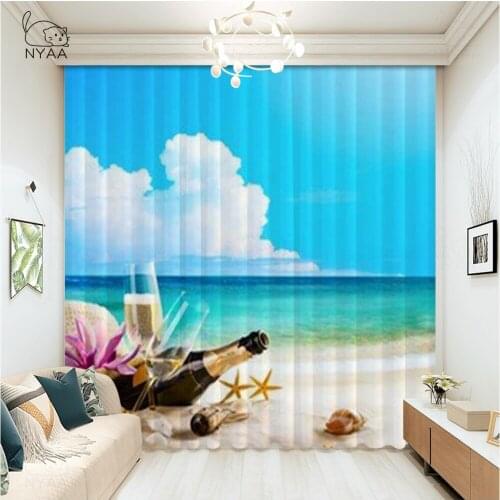 Summer Tropical Beach Curtain For Home Interior Curtains In The Living Room Decor Curtains For Kitchen On Window Micro Shading