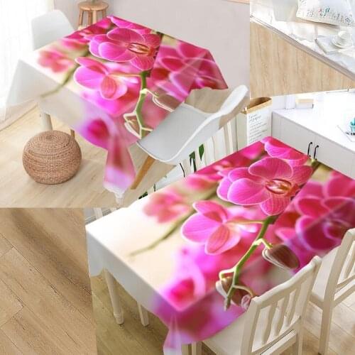 Best Orchid Flower Custom Table Cloth Rectangular Oxford Print Waterproof Oilproof Square Table Cover Party Tablecloth
