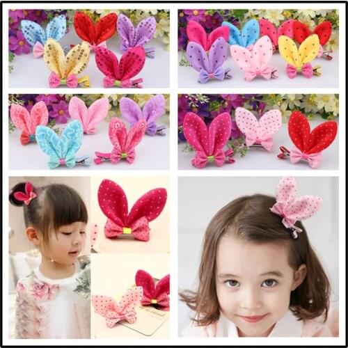 Cute Baby Girl Hair Clips Handmade Rabbit Ear Hair Clip Cute Bow Resin Diamond Barrettes Children Headwear Kids Hair Accessories