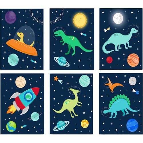 Cute Cartoon Poster Decoration Kindergarten Picture Children Bedroom Wall Decoration Exquisite Canvas Painting Home Decoration