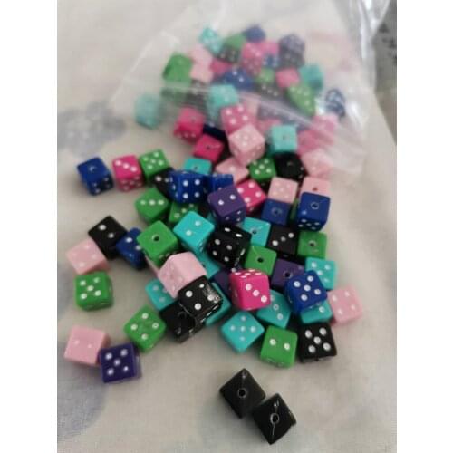100pcs/lot Fashion 8*8MM Mix Color Acrylic Loose Dice DIY Beads Loose Plastic Beads jy141