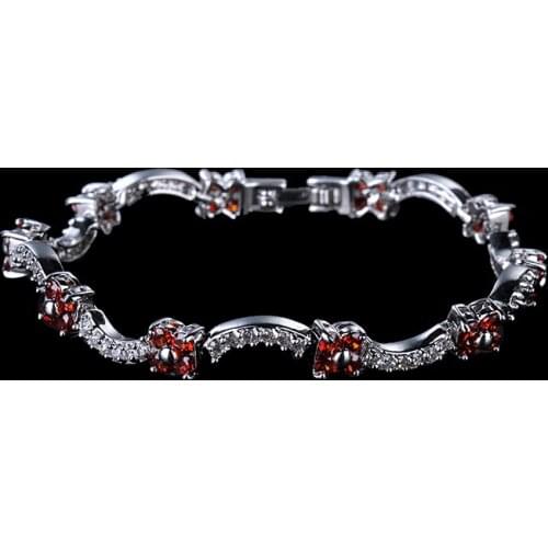 Fashion Womens/Girls AAA CZ Stone White Gold Filled Austrian Crystal Flower Bracelets & Bangles Jewelry GLS0224