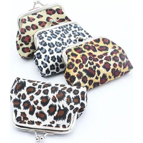 Naivety Canvas Leopard Printing Coins Purses Coin Purse Fabric Wallet Hasp Mini Bag