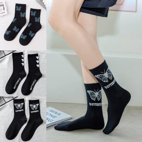11 Styles Women Butterfly Cotton Sock Casual Streetwear Harajuku Hip-hop Skateboard Socks Size 36-42