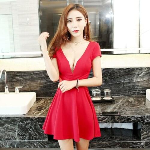 2020 Nightclub sexy womens new style slim low chest covering belly summer evening dress Bar Girl Skirt