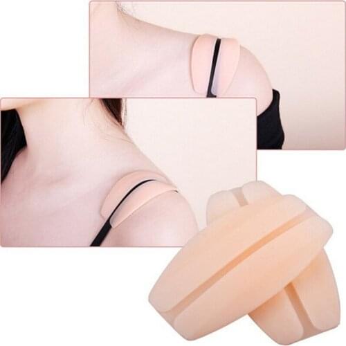 New Arrival 2Pcs/pair Silicone Supple Texture Non-slip Shoulder Pads Bra Strap Cushions Holder Pain Relief Skin color Invisible