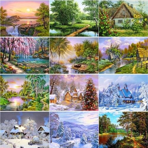 New DIY 5D Diamond Embroidery Tree Cross Stitch Scenery Diamond Painting Full Square Round Drill Mosaic Manual Home Decor Gift