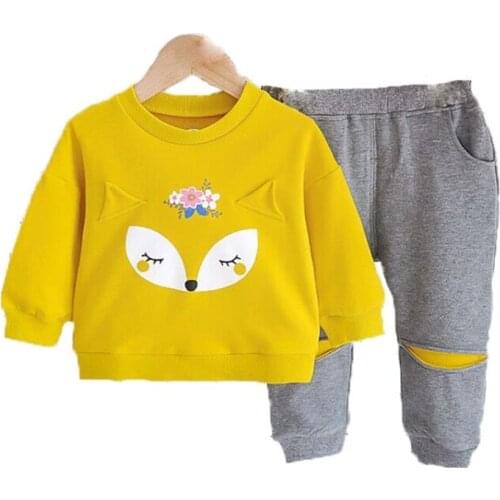 Newborn Girls Clothes 2021 New Spring Baby Clothes Boys Cartoons Fox Print 2pcs Outfits Kids Infant Clothing Sets For Baby Suit