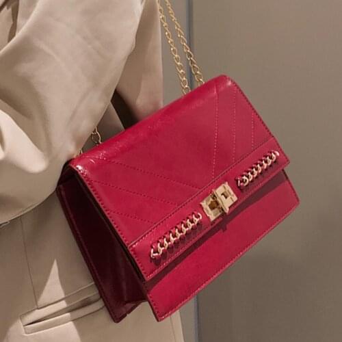 Solid Square Women Crossbody Bag 2020 Fashion New High Quality PU Leather Womens Designer Handbag Chain Shoulder Messenger Bag