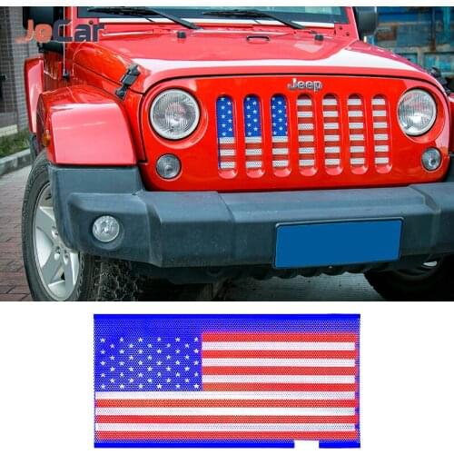 Front Grille Mesh Insert Grill Screen American Flag Decoration Anti-Mosquito For Jeep Wrangler JK 2007-2015 Car Accessories