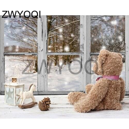 Full Round Diamond embroidery Full Square Diamond painting Cross stitch Cloth bear Trojan table lamp snow DIY 3D Diamond mosaic