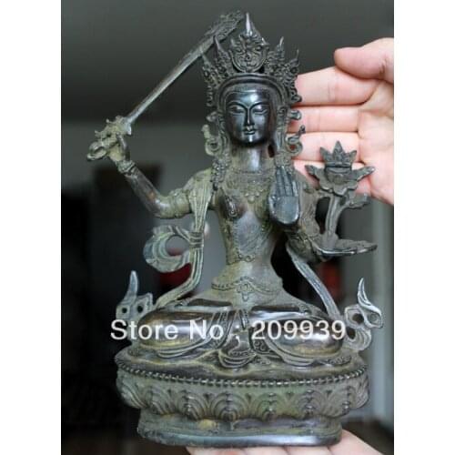 Rare old Tibet 100% Pure bronze Buddhism Buddha Bodhisattva Buddha Statue 1090g