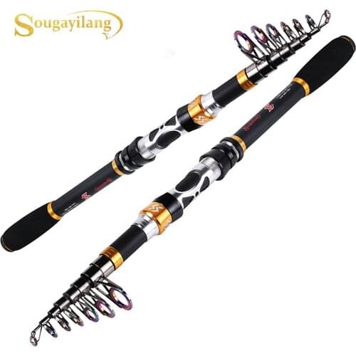 Sougayilang1.8-3.3M Portable Telescopic Fishing Pole Colorful Guide RingCarbon Fiber Ultra Light Fishing Tackle Fishing Rod
