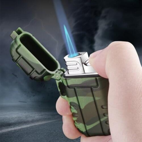 Outdoor Torch Lighter Waterproof Shell Butane Gas Refillable Lighter Windproof Jet Flame Gift for friend