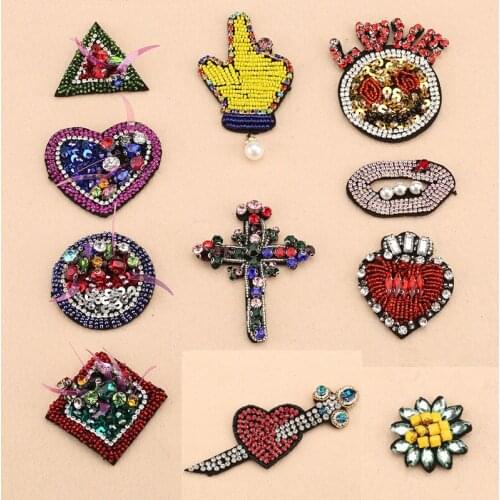 Bright sequins beads patch coat sew on decorative decals patch Crystal diamond DIY badge high garment accessories