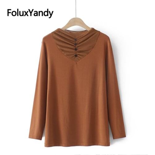 Mesh V-neck Tops Plus Size Women Tops Tees Modal Casual Loose Long Sleeve T-shirts 3XL 4XL KKFY5655