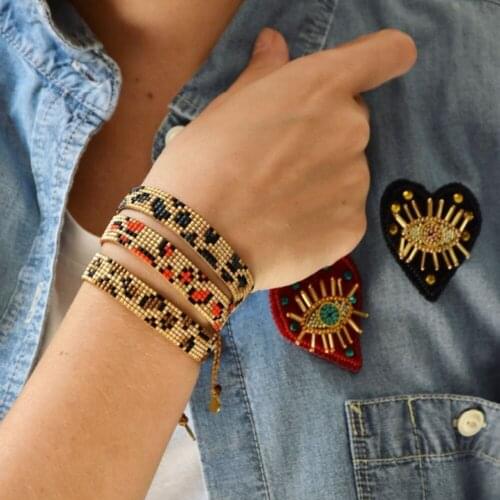 Boho Handwork Weaving Leopard Wristband Miyuki Bracelet For Women Gold Seeds Beaded Chain Bohemian Bracelet Jewelry Joyas Mujer