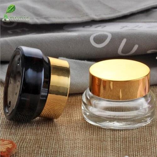 Cosmetics Glass Jar Makeup Cream Nail Art Cosmetic Bead Storage Pot Container Round Bottle Portable Transparent Amber Case S082C