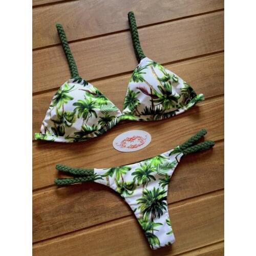 Womens Swimming Suit Sexy Bikini Swimsuit Women Swimwear Bikini Set Print Floral Push-up Padded Bathing Swimsuit Beachwear