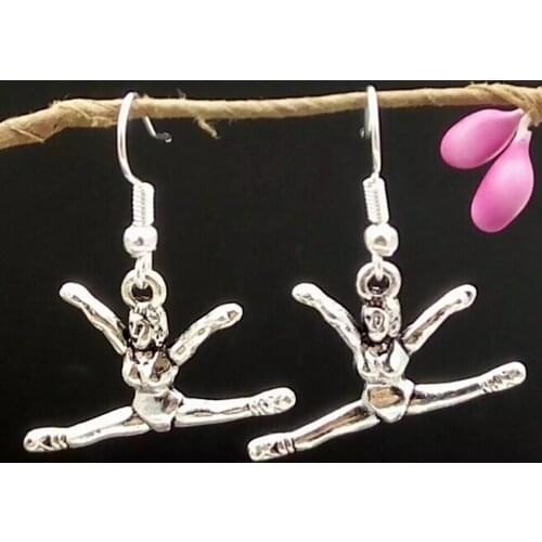1pair I Love cheering girl gymnast Cheerleading Girl Dangle Earrings for Women/Girl Fashion Jewelry Gift
