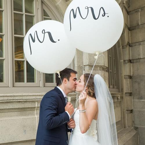 36 inch Mr Mrs White Latex Balloons for Wedding Decoration Party,Bridal, Bride to be, Engaged Party Air Globos Party Supplies