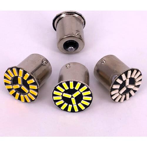 100pcs 1156 BA15S 18 SMD 4014 LED P21W 18SMD Car Turn Signal Lights Reverse Lamp Tail Light White Red Yellow 12V car styling