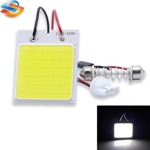 10x Super White New Energy saving COB 48 SMD LED Panel Dome Lamp Auto Car Interior Reading Plate Light BA9S T10 Festoon Adapter