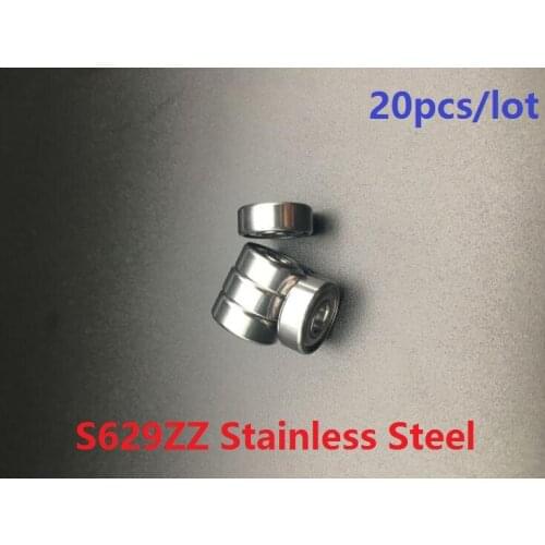 20pcs ABEC-5 S629ZZ S629 ZZ 9*26*8mm Stainless steel Ball bearing Miniature Stainless steel Deep Groove Ball Bearings 9x26x8mm