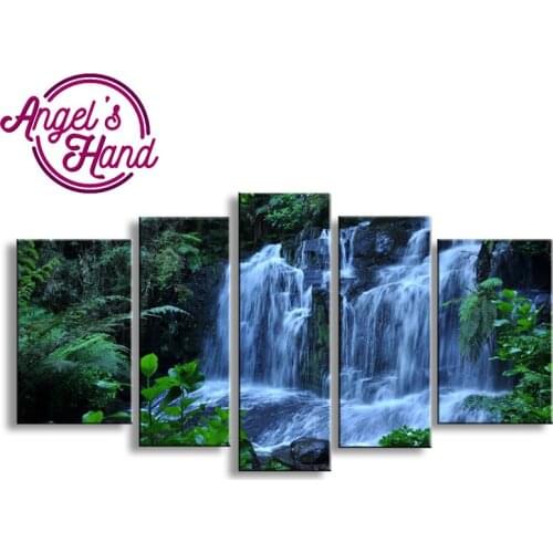 5pcs 5D Diamond Embroidery waterfall landscape canvas DIY Diamond Painting Diamond Mosaic Diamond Pattern Paintings Rhinestones
