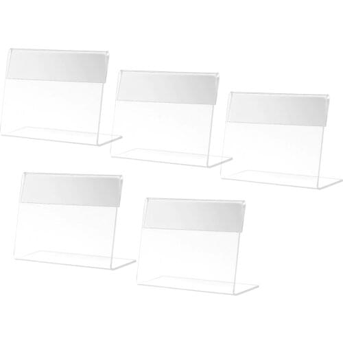 5Pcs Supermarket Acrylic Sign Holders Price Tag Display Stands Label Holders