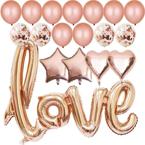 Amawill Valentines Day Wedding Party Decorations 40 Inch Rose Gold Love Balloons Kit Heart Shaped and Latex Ball Bridal Shower