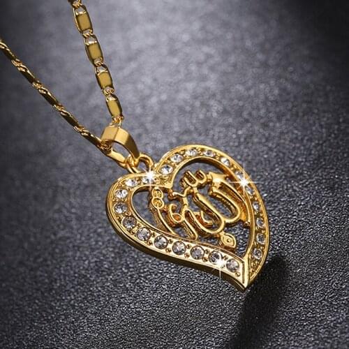 Arab Muslim Islamic Totem Allah God Heart Necklace Pendant Women Necklace Jewelry Necklace Jewelry Gift