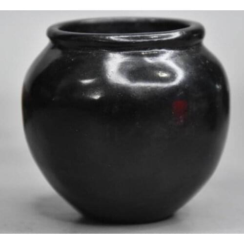 Hongshan culture archaize black iron meteorite small Jar statue